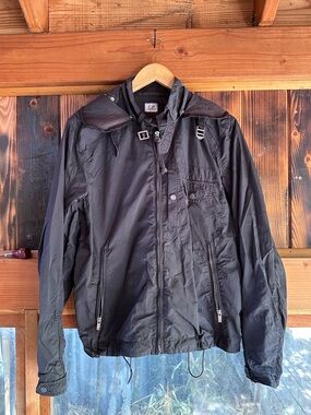 C.P. Company Men's Black Lightweight Shirt Jacket with Hood